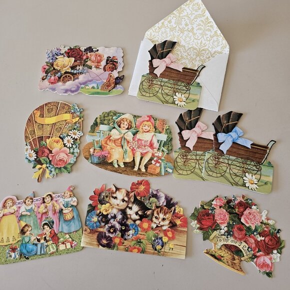 Victorian Die Cut Card (9) Ephemera Collection reproduced from antique unused - Picture 4 of 9